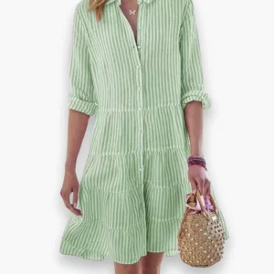 Robe chemise courte à volants pour femme | Décontractée