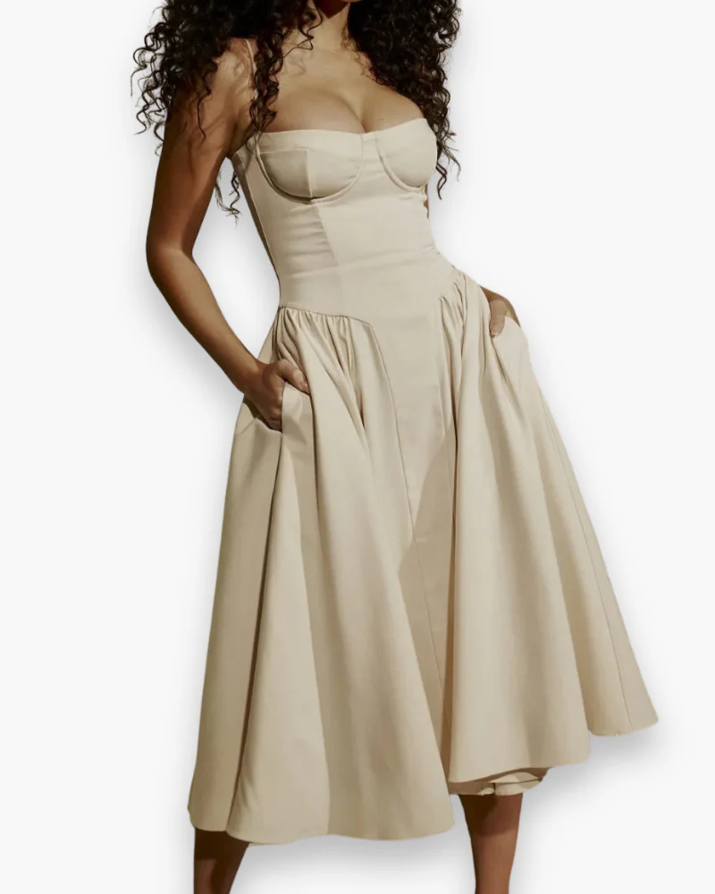 Robe midi vintage confortable des femmes | Robes d'été