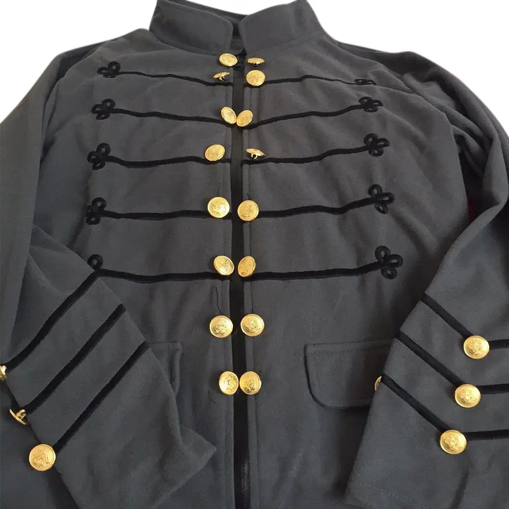 Veste militaire vintage noire avec boutons dorés style baroque – Image 4