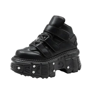Chaussures Noires à Semelle Épaisse – Look Goth Techwear