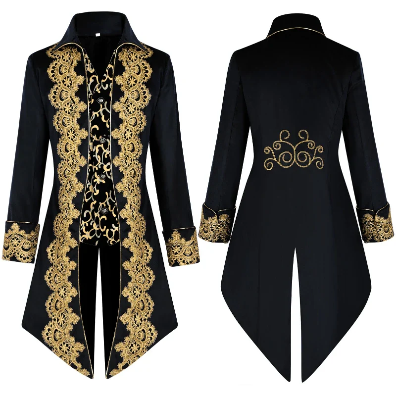 Veste Baroque Gothique à Dentelle Dorée pour Homme – Image 2