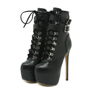 Bottines Noires à Talons Hauts avec Boucles – Look Sexy Alternative