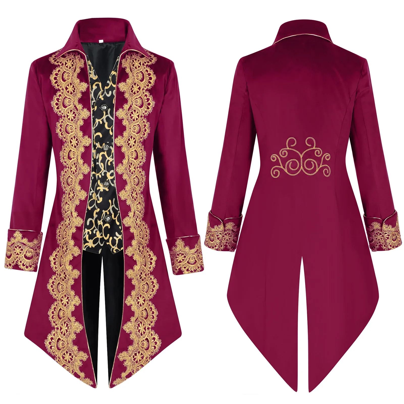 Veste Baroque Gothique à Dentelle Dorée pour Homme – Image 4