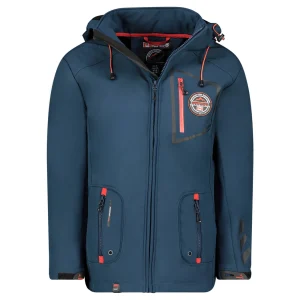 Canadian Peak TACIBEAK Homme - Veste Softshell Imperméable avec Capuche et Poches Zip Marine