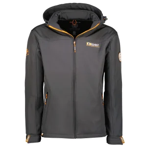 Canadian Peak TAKENEAK Homme - Veste Softshell Imperméable avec Capuche et Poches Zippées Gris Fonce