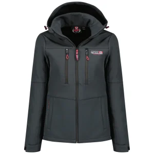 Canadian Peak Timmexeak Femme - Veste Softshell Imperméable Coupe-Vent Résistant Gris Fonce Noir