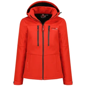 Canadian Peak Timmexeak Femme - Veste Softshell Imperméable Coupe-Vent Résistant Rouge Noir