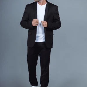 Costume homme 2 pcs noir Élasthanne