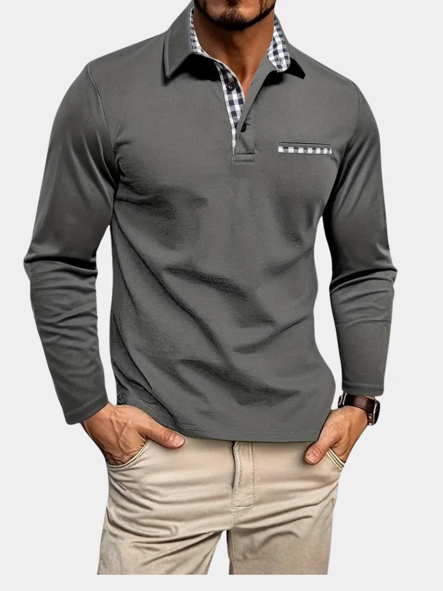 Léo – Polo homme manches longues ajusté