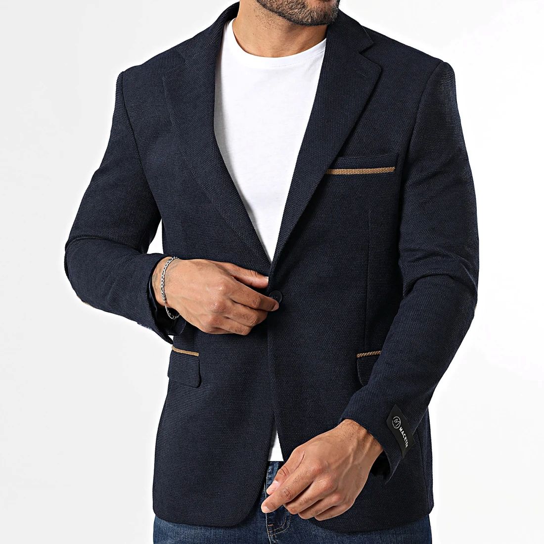 Blazer homme marine contraste – Image 2