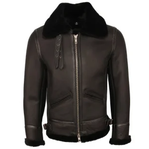 Veste Bombardier Col Mouton Homme Noir