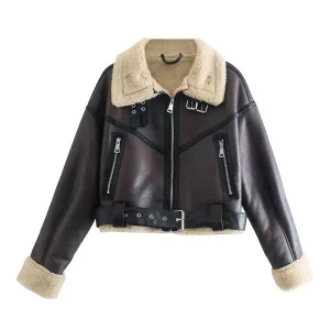 Blouson Bombardier Simili Cuir Femme