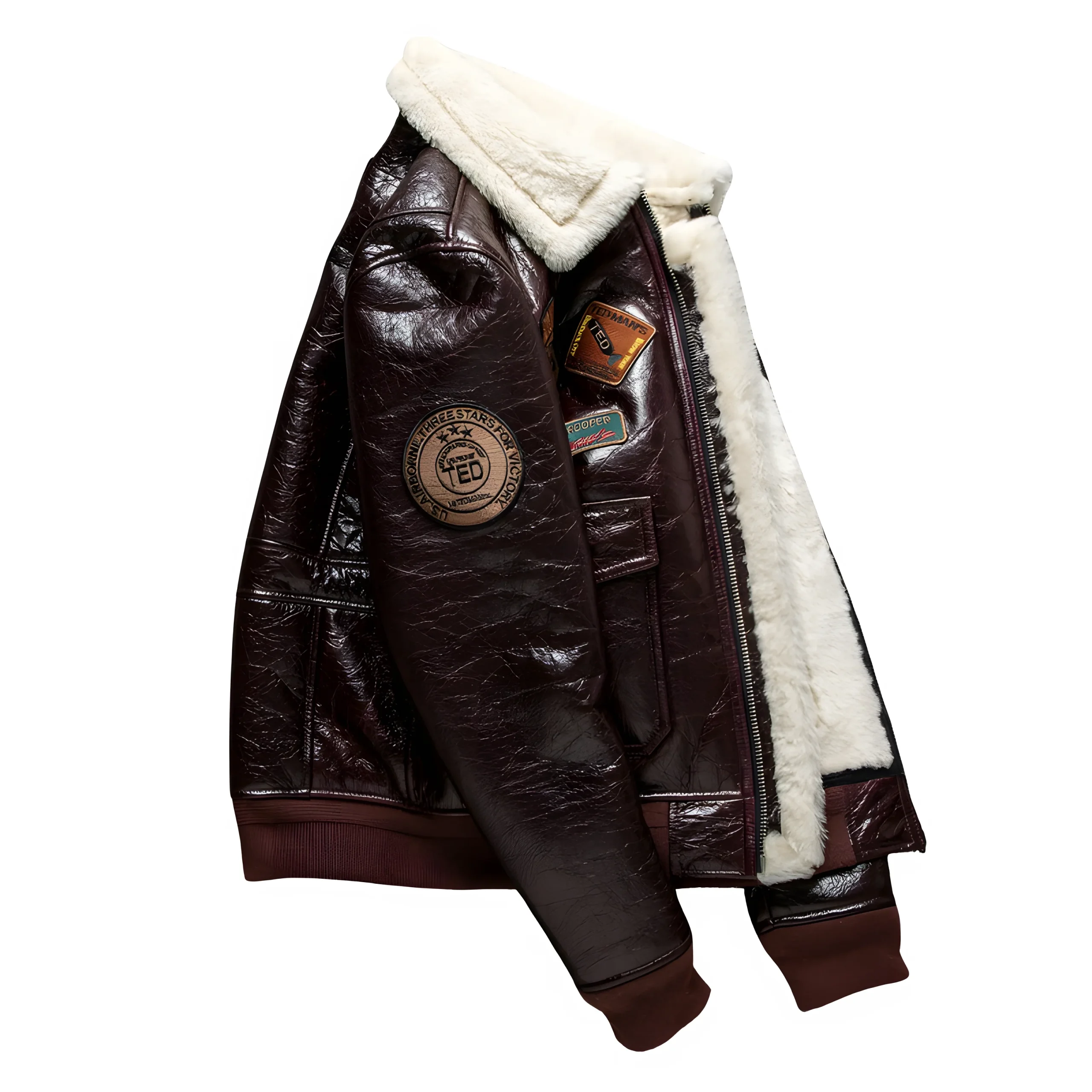 Blouson Aviateur Cuir Fourrure Homme – Image 2