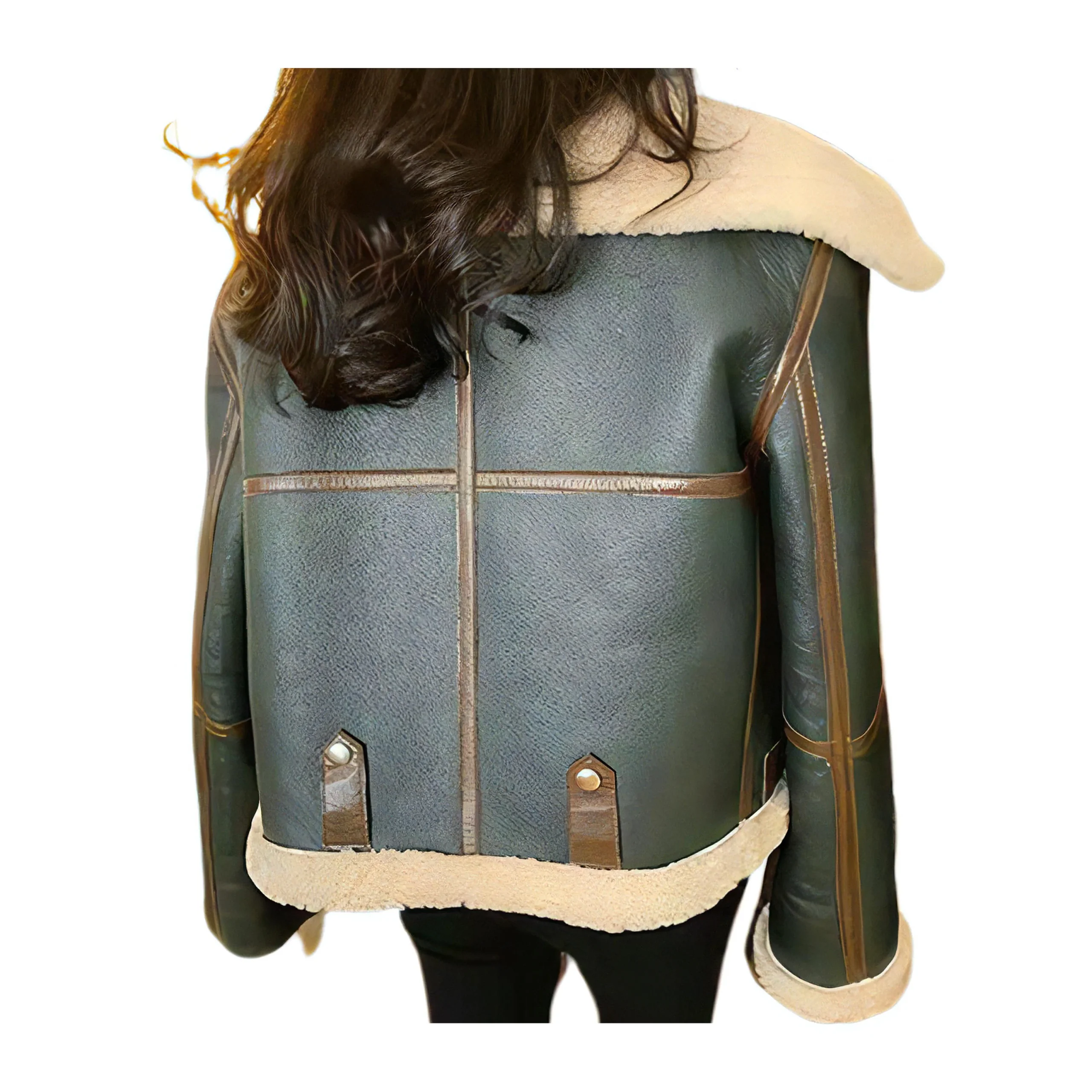 Blouson Aviateur Femme Vert – Image 5