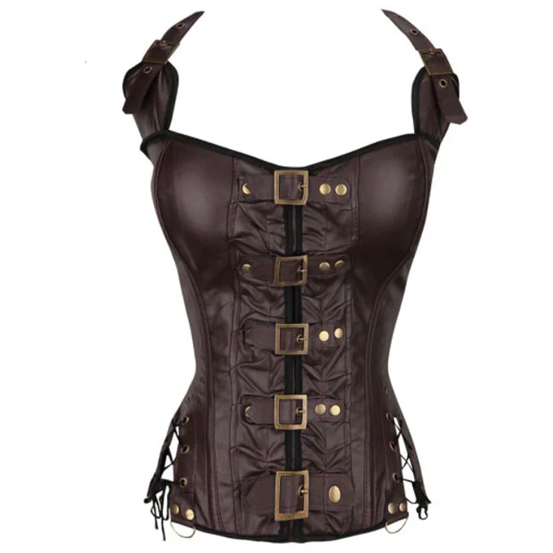 Corset Steampunk Cuir Marron