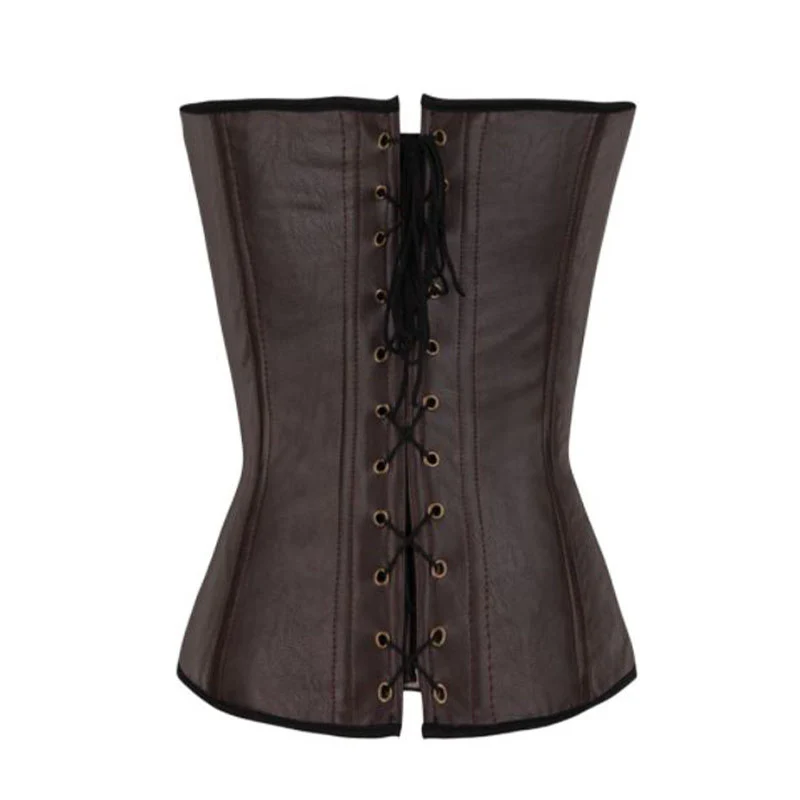 Corset Steampunk Cuir Marron – Image 3