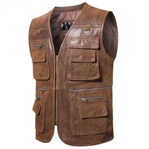 Gilet Sans Manche Homme Multipoches Cuir