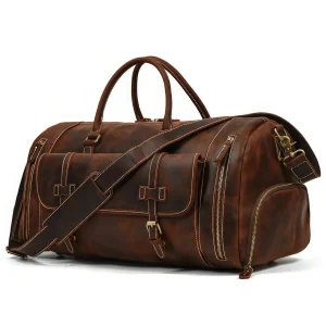 Grand Sac de Voyage en Cuir Vintage