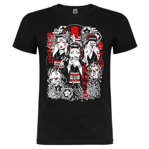 T shirt gothique unisex geisha araigné