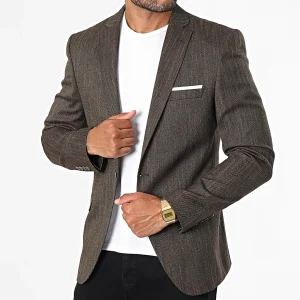 Blazer Homme Marron Texturé