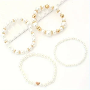 Lot De Bracelets Blancs Et Dorés Pour Femme | Raffinement