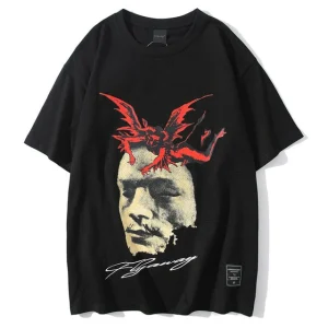 T-shirt gothique homme visage triste démon