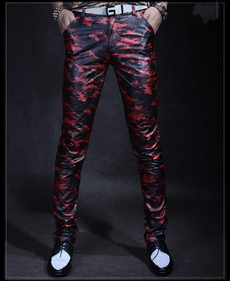Pantalon gothique homme simili cuir camouflage – Image 2