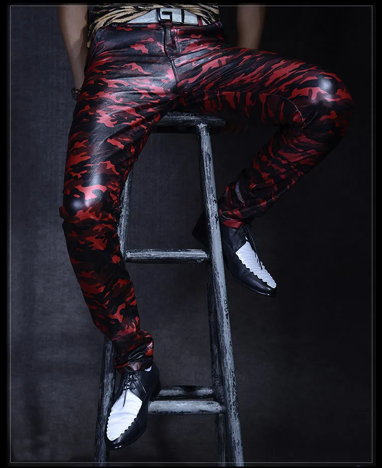 Pantalon gothique homme simili cuir camouflage – Image 3