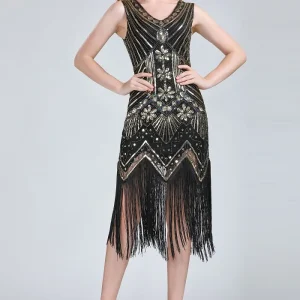 Robe Charleston à Franges Noire