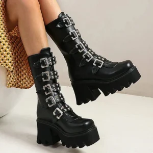 Botte femme gothique mi-mollet