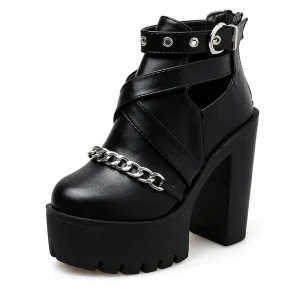 Bottine gothique femme noir à talon 13cm