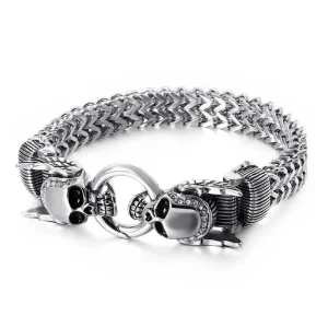 Bracelet gothique crane diable en acier inoxydable