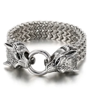 Bracelet gothique morsure de loup en acier inoxydable