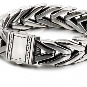 Bracelet gothique grosse maille acier inoxydable