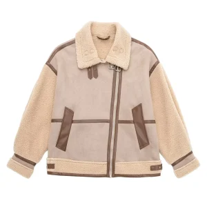 Veste Aviateur Crème Femme