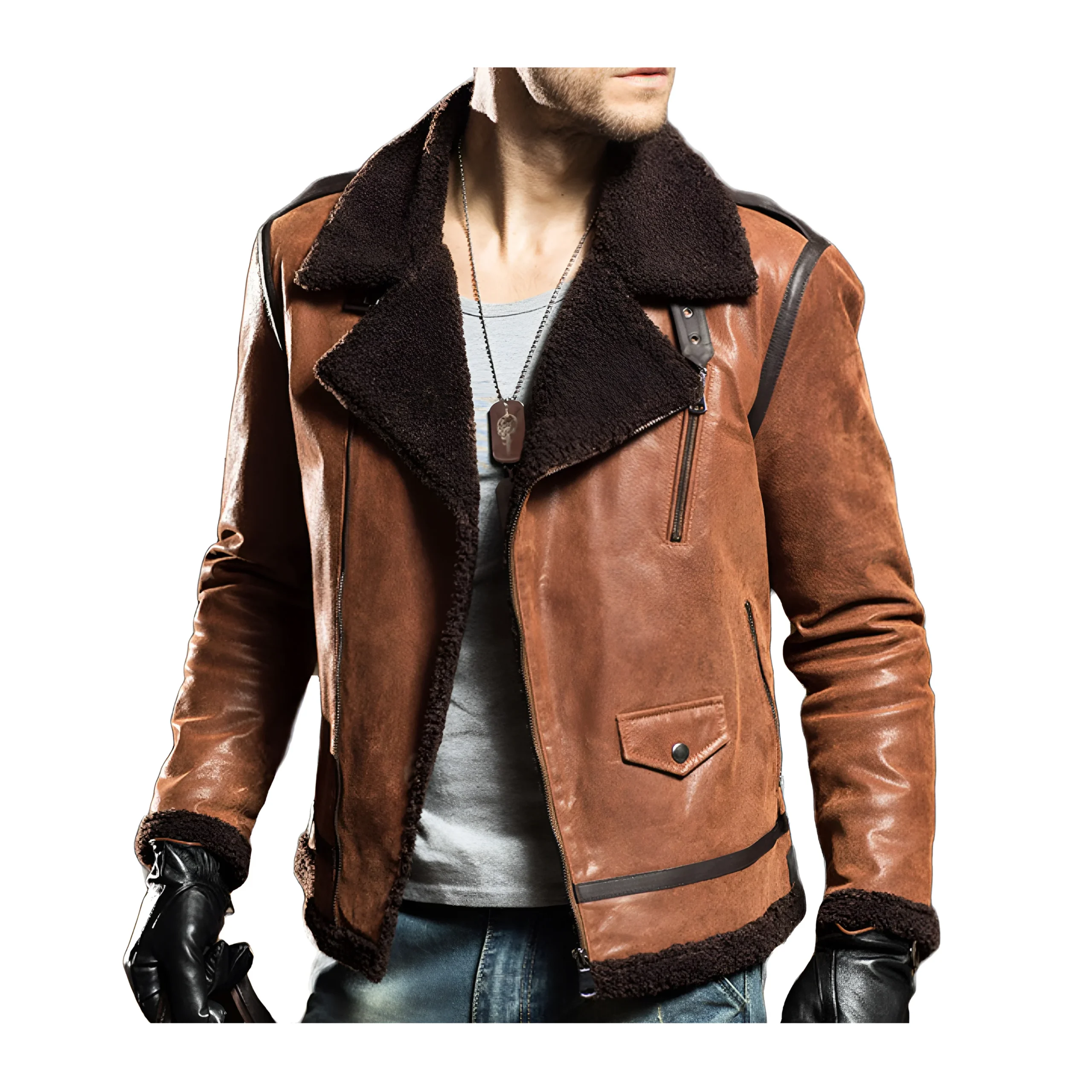 Veste Col Fourrure Homme
