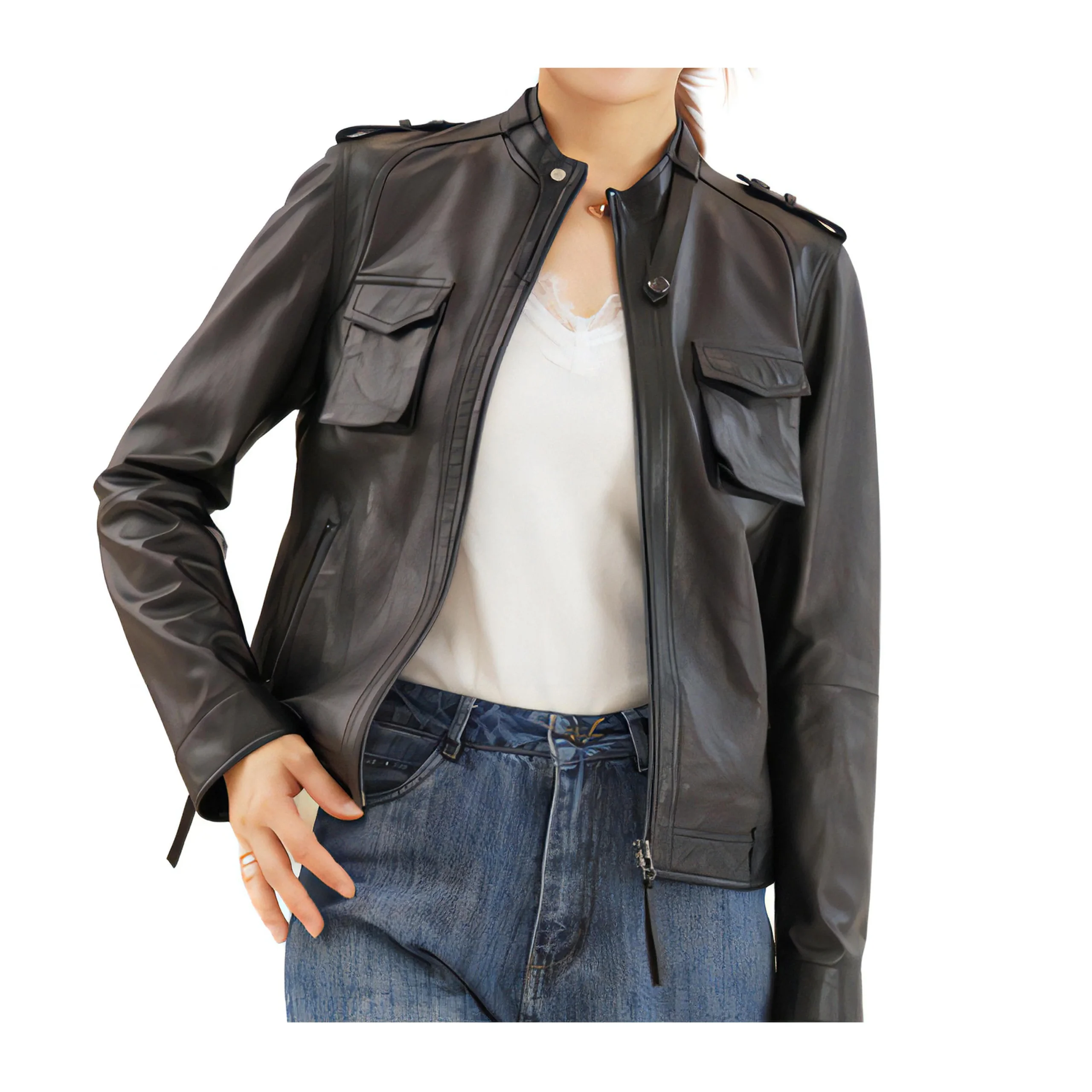 Veste Cuir Mouton Femme – Image 5