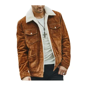 Veste Daim Col Mouton Homme